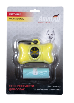 Пакети для прибирання - AnimAll Диспенсер зі змінними пакетами, жовтий