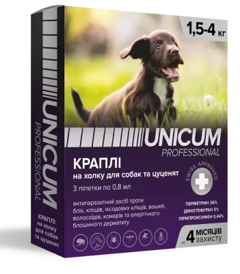 Засоби від паразитів - Unicum PRO - Краплі від бліх та кліщів на холку для собак