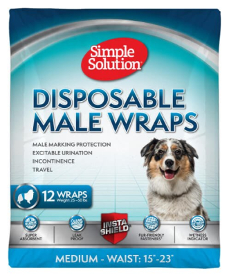 Купити Simple Solution Disposable Male Wraps - Вологопоглинаючий поясок для собак всіх порід та розмiрiв