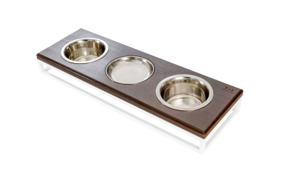 Миски - Harley and Cho Lunch Bar Brown Wood + White Три миски на підставці