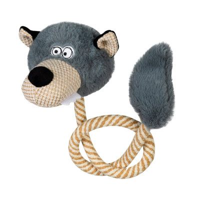 Іграшки - Collar GiGwi ECO FRIENDZ Іграшка для собак, Вовк з пищалкою та мотузкою
