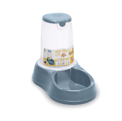 Миски - Stefanplast Break reserve Food Миска пластикова для котів і собак, 1,5 л, металево-синя