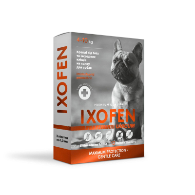 Засоби від паразитів - Unicum IXOFEN Краплі від бліх, іксодових кліщів та комарів на холку для собак 4-10 кг