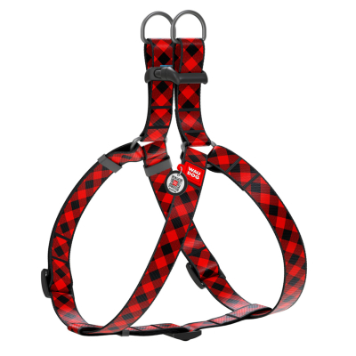 Амуніція - Collar WAUDOG Nylon Шлея "Шотландка червона" для собак анатомічна з QR паспортом , пластиковий фастекс