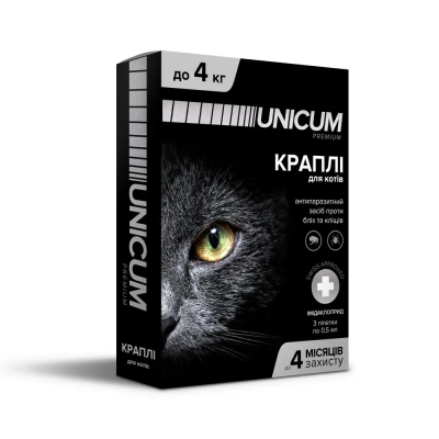 Засоби від паразитів - Unicum Premium - Краплі від бліх та кліщів на холку для котів (імідаклоприд)