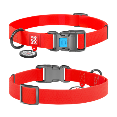 Амуніція - Collar WAUDOG Waterproof Нашийник для собак водостійкий з QR-паспортом, пластикова пряжка-фастекс, червоний