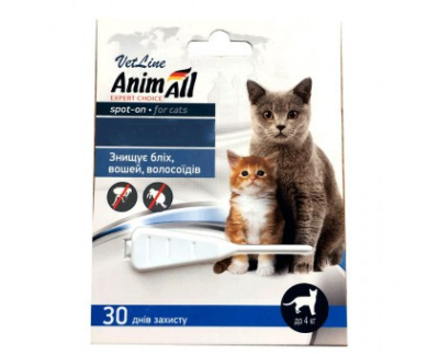 Засоби від паразитів - AnimAll VetLine Spot-On Краплі від бліх та кліщів для котів