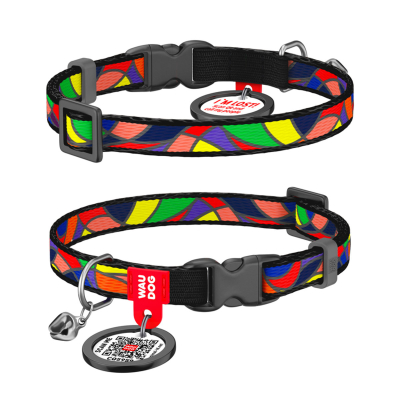 Дозвілля - Collar WAUDOG Nylon «Вітраж» Нашийник для котів, нейлоновий з QR паспортом, пластиковий фастекс