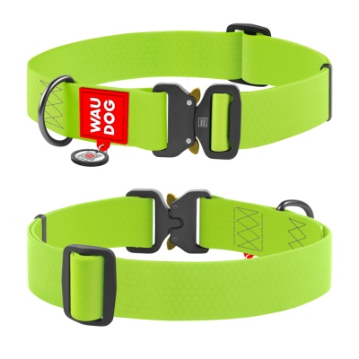 Амуніція - Collar WAUDOG Waterproof Нашийник для собак водостійкий з QR-паспортом, металева пряжка-фастекс, XXL, зелений
