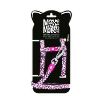 Дозвілля - Max & Molly Urban Pets Harness/Leash Set Leopard Pink Набір шлеї та повідця для котів