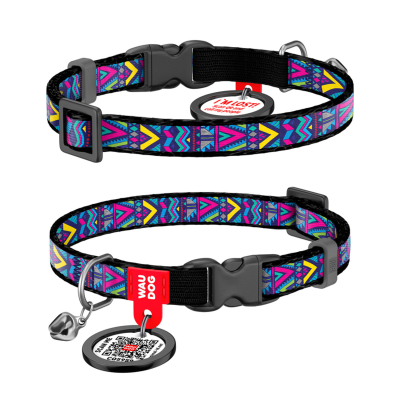 Дозвілля - Collar WAUDOG Nylon «Інді» Нашийник для котів, нейлоновий з QR паспортом, пластиковий фастекс