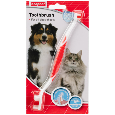 Шампуні та засоби для догляду - Beaphar Toothbrush Подвійна зубна щітка для собак і котів