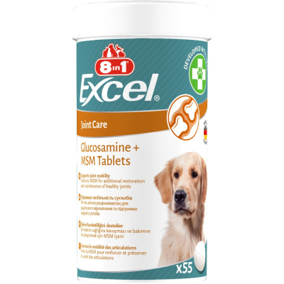Вітаміни - 8in1 Excel Glucosamine + MSM Кормова добавка для підтримки або відновлення здоров'я суглобів у дорослих собак та собак похилого віку
