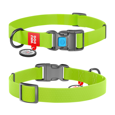 Амуніція - Collar WAUDOG Waterproof Нашийник для собак водостійкий з QR-паспортом, пластикова пряжка-фастекс, салатовий