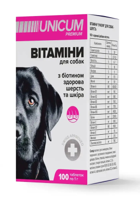 Вітаміни - Unicum Premium - Вітаміни для собак, здорова шерсть та шкіра
