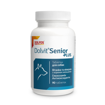 Вітаміни - Dolfos Dolvit Senior Plus - таблетки для підтримання здоров'я собак похилого віку