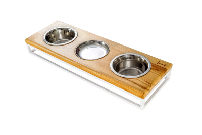 Миски - Harley and Cho Lunch Bar Natural wood + White Три миски на підставці