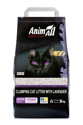 Наповнювач для туалету - AnimAll Бентонітовий наповнювач для котів, з ароматом лаванди, середня фракція