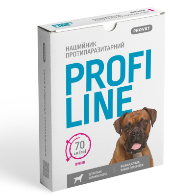 Засоби від паразитів - ProVET PROFILINE Нашийник для великих порід собак 70 см, фуксія (інсектоакарицид)