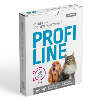 Засоби від паразитів - ProVET PROFILINE Нашийник для котів та собак 35 см, фуксія (інсектоакарицид)