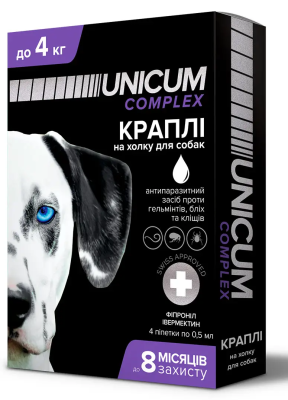 Засоби від паразитів - Unicum COMPLEX - Краплі від бліх, кліщів та гельмінтів на холку для собак