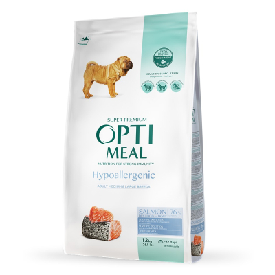 Сухий корм - Гіпоалергенний сухий корм Optimeal з лососем для дорослих собак середніх та великих порід