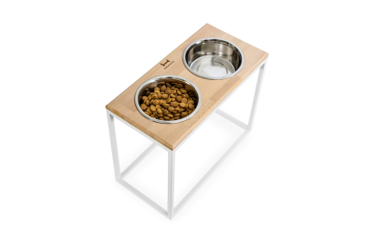 Миски - Harley and Cho Dinner Natural wood + White Миски на підставці