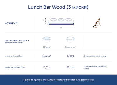 Купити Harley and Cho Lunch Bar Brown Wood + White Три миски на підставці