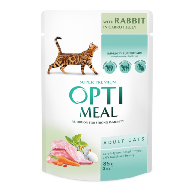 Вологий корм - Вологий корм Optimeal з кроликом у морквяному желе для дорослих котів