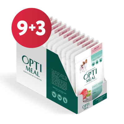 Вологий корм - "Набір 9+3" Optimeal Adult Dogs Beef & Cranberry jelly - вологий корм із яловичиною та журавлиною в желе для дорослих собак