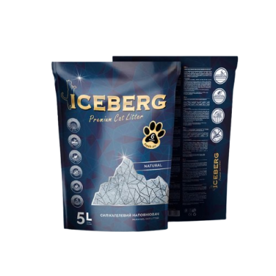 Наповнювач для туалету - Iceberg Гігієнічний наповнювач для котів на основі кремнієвого гелю, неароматизований