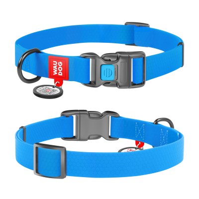 Амуніція - Collar WAUDOG Waterproof Нашийник для собак водостійкий з QR-паспортом, пластикова пряжка-фастекс, блакитний