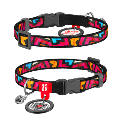 Дозвілля - Collar WAUDOG Nylon «Графіті» Нашийник для котів, нейлоновий з QR паспортом, пластиковий фастекс
