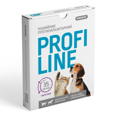 Засоби від паразитів - ProVET PROFILINE Нашийник для котів та собак 35 см, фіолетовий (інсектоакарицид)