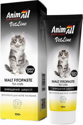 Вітаміни - AnimAll VetLine Фітопаста для виведення шерсті для котів