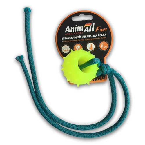 Іграшки - AnimAll Fun Іграшка куля з канатом, жовта