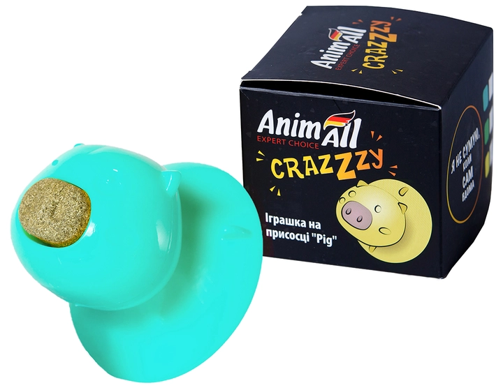 Іграшки - AnimAll CrazZzy Pig Іграшка на присосці для котів, синя