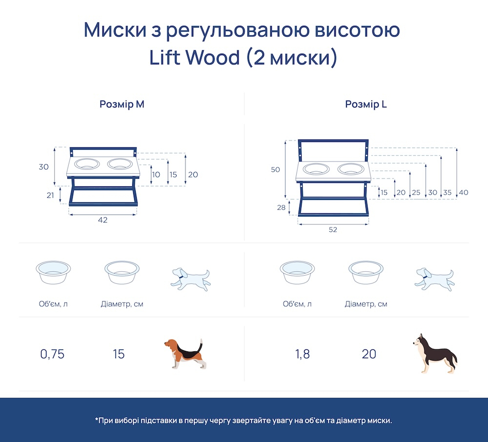 Миски - Harley and Cho Lift Natural wood + Black Миски на підставці з регульованою висотою