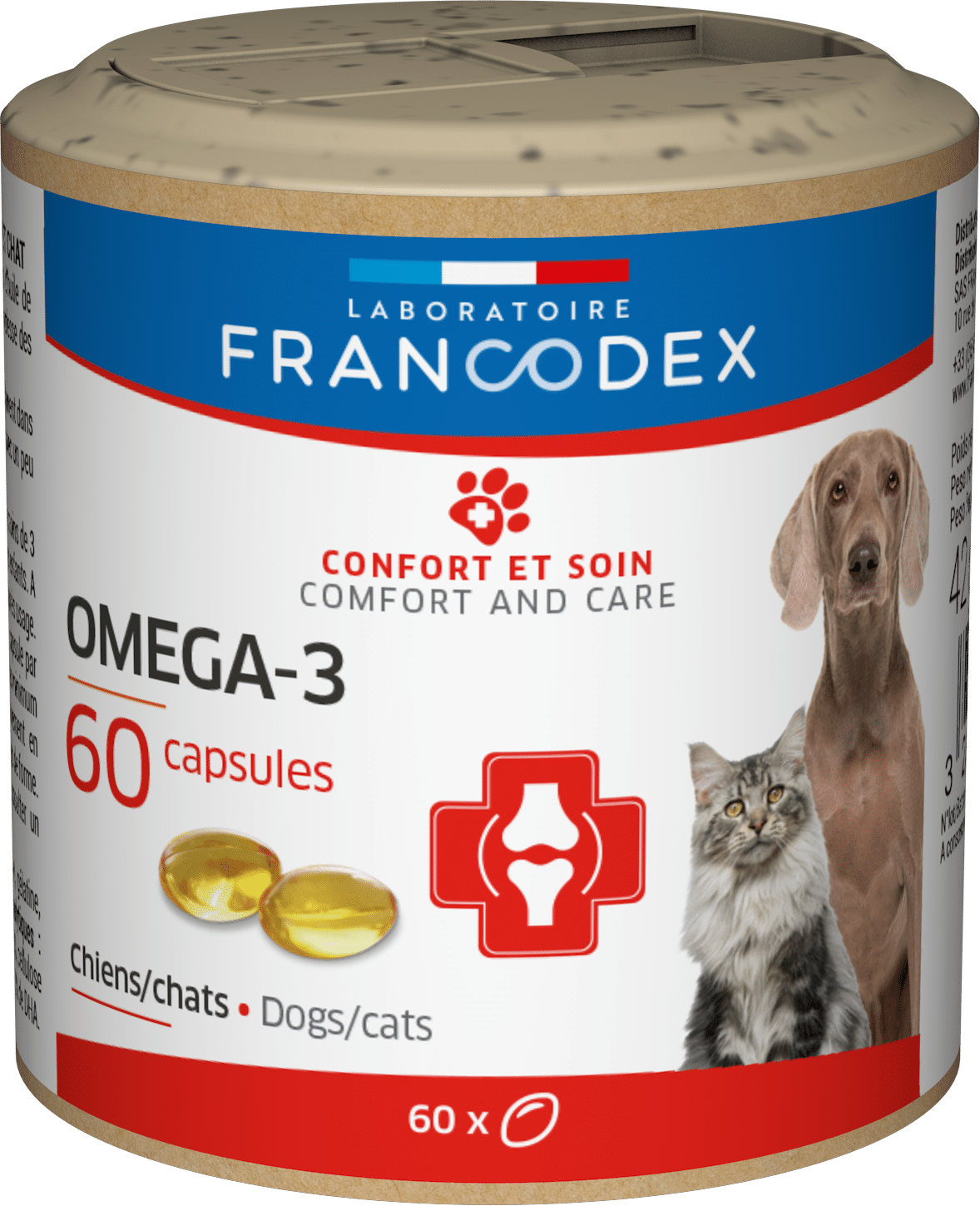 Вітаміни - Francodex Laboratoire Omega-3 Dog Cat Вітаміни для котів і собак, Омега-3