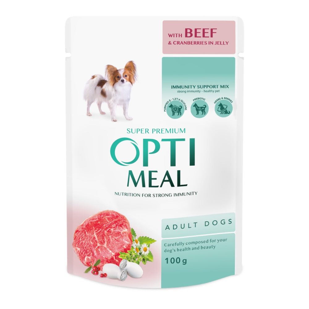 Вологий корм - Вологий корм Optimeal з яловичиною та журавлиною у желе для дорослих собак