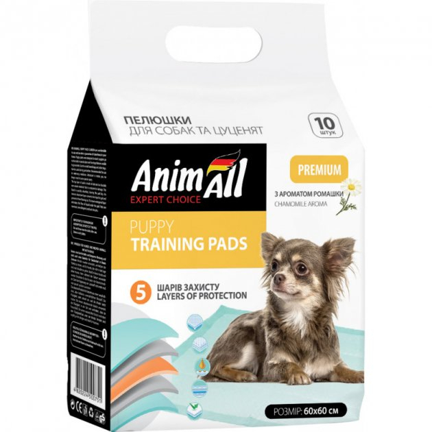 Догляд та гігієна - AnimAll Пелюшки для собак з ароматом ромашки, 60х60 см