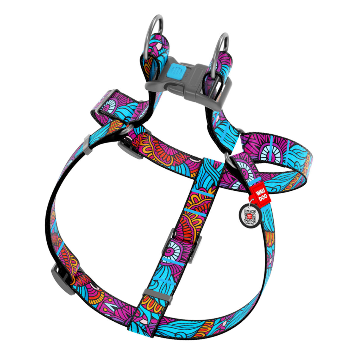Амуніція - Collar WAUDOG Nylon Шлея "Літо" для собак з QR-паспортом, пластиковий фастекс
