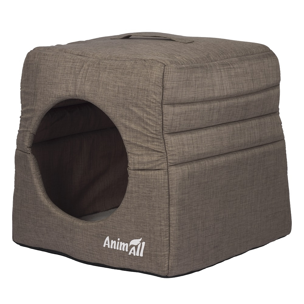 Лежанки - AnimAll Square Grey Будинок-лежанка для котів та собак