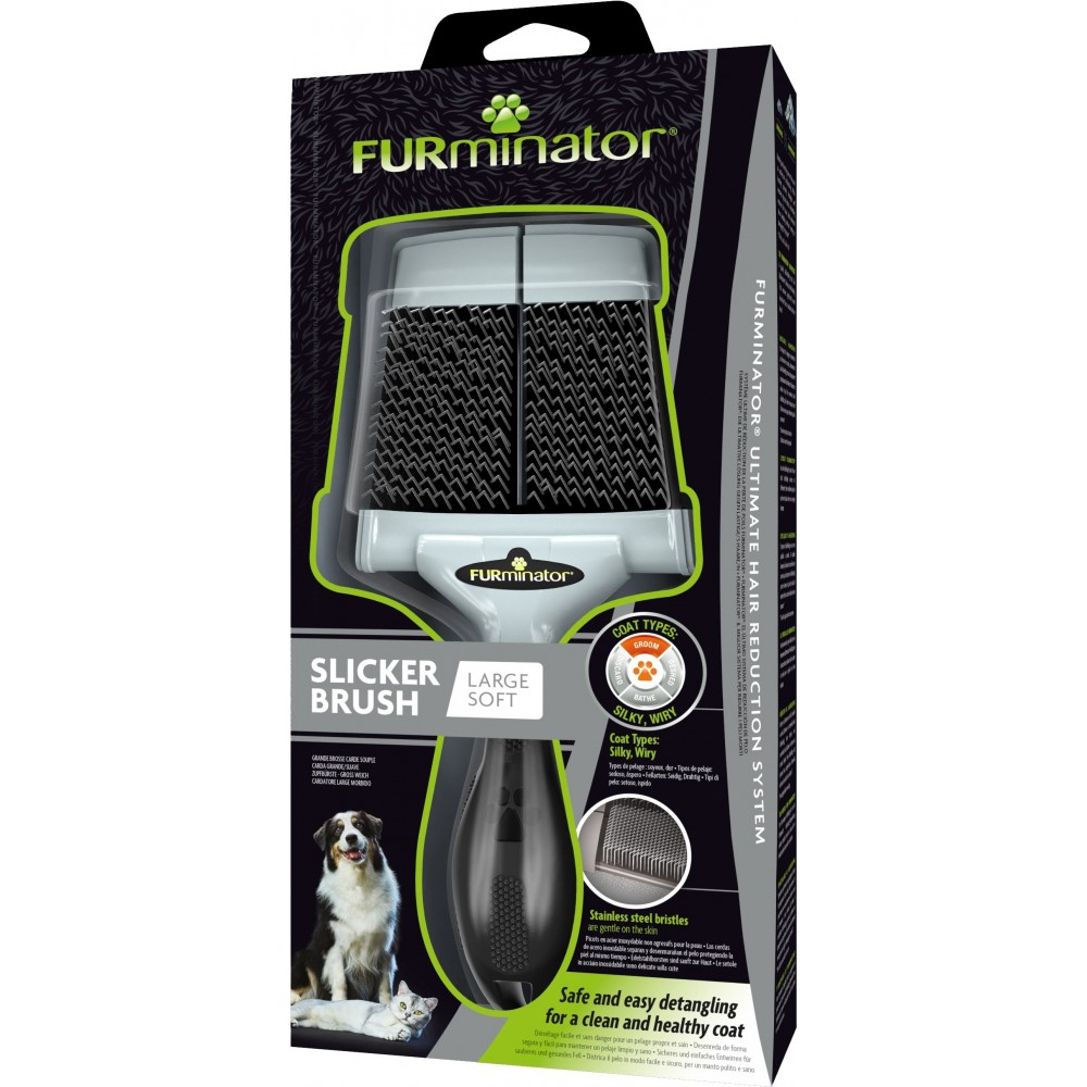 Догляд та гігієна - FURminator Slicker Brush Щітка-пуходерка для котів і собак, м'яка