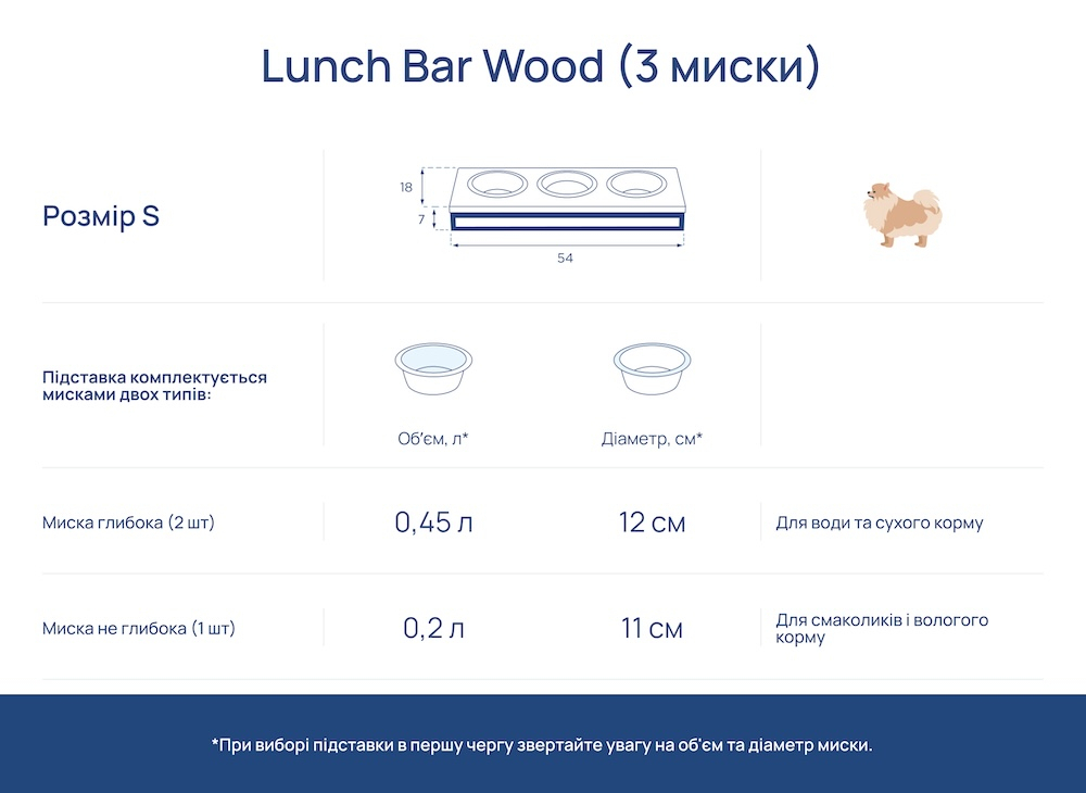 Миски - Harley and Cho Lunch Bar Brown Wood + White Три миски на підставці