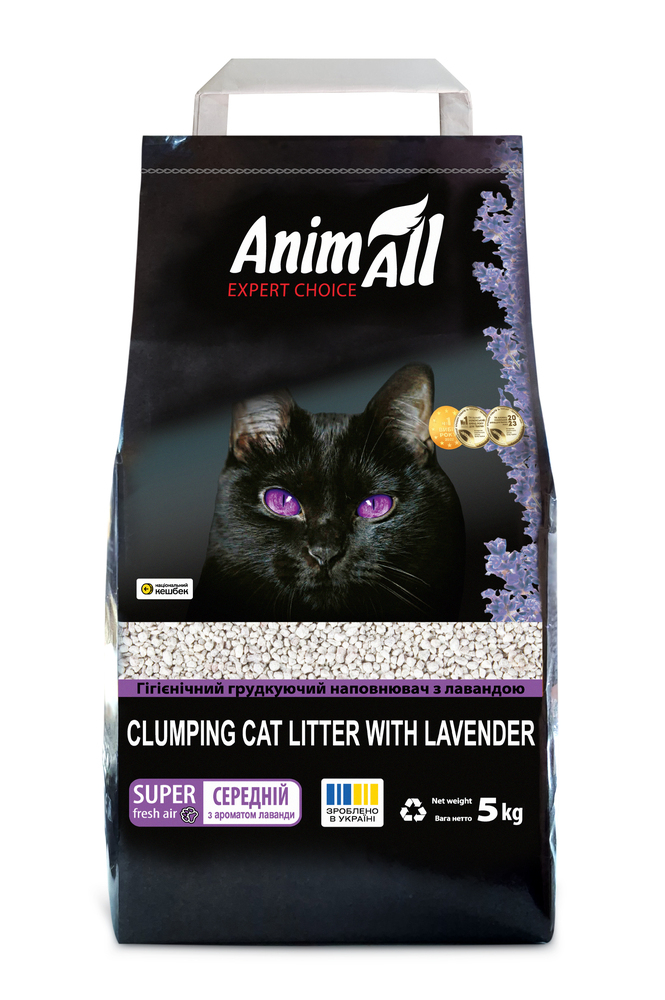 Наповнювач для туалету - AnimAll Бентонітовий наповнювач для котів, з ароматом лаванди, середня фракція