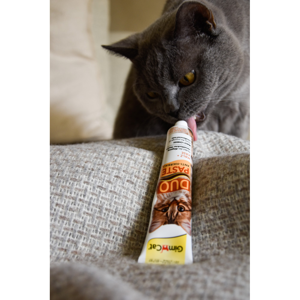Вітаміни - GimCat Duo Paste Anti-hairball malt with cheese Паста для котів з чутливим травленням мальт та сир