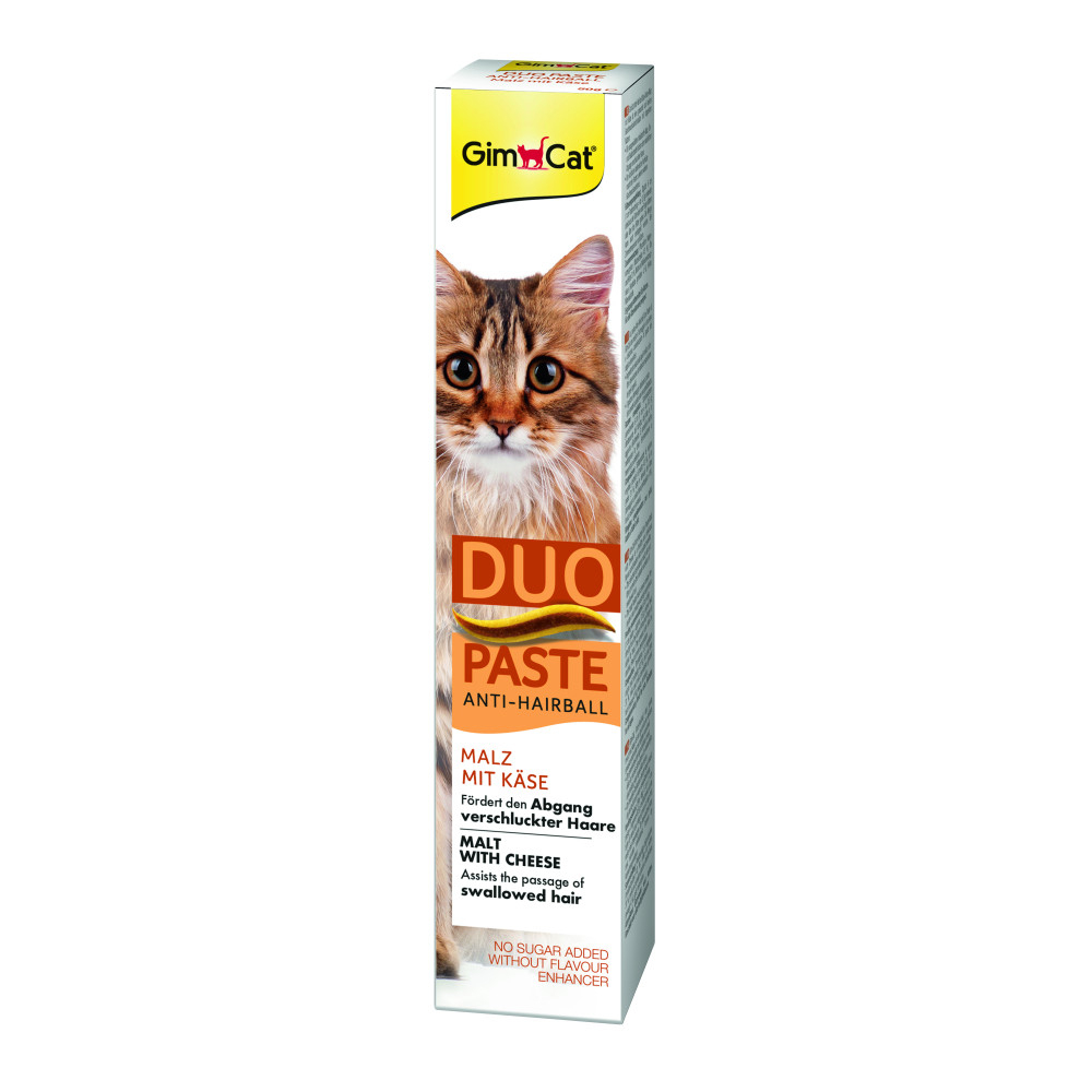 Вітаміни - GimCat Duo Paste Anti-hairball malt with cheese Паста для котів з чутливим травленням мальт та сир