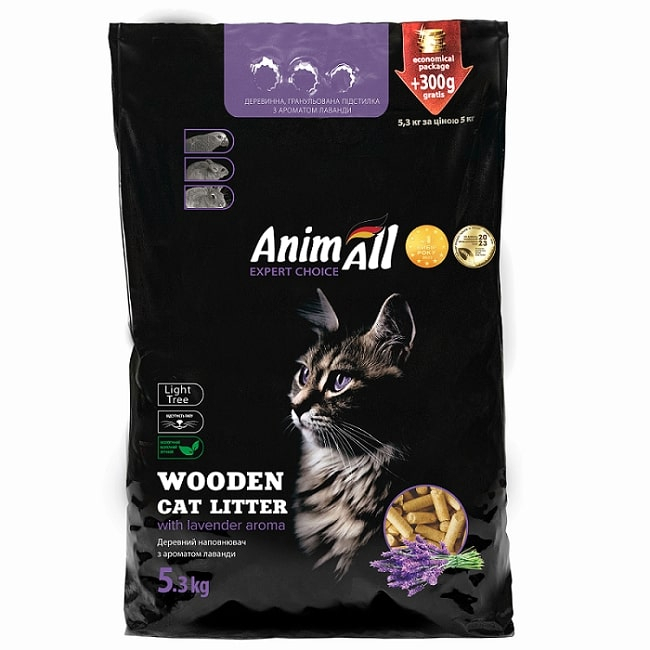Наповнювач для туалету - AnimAll  Деревний наповнювач з ароматом лаванди