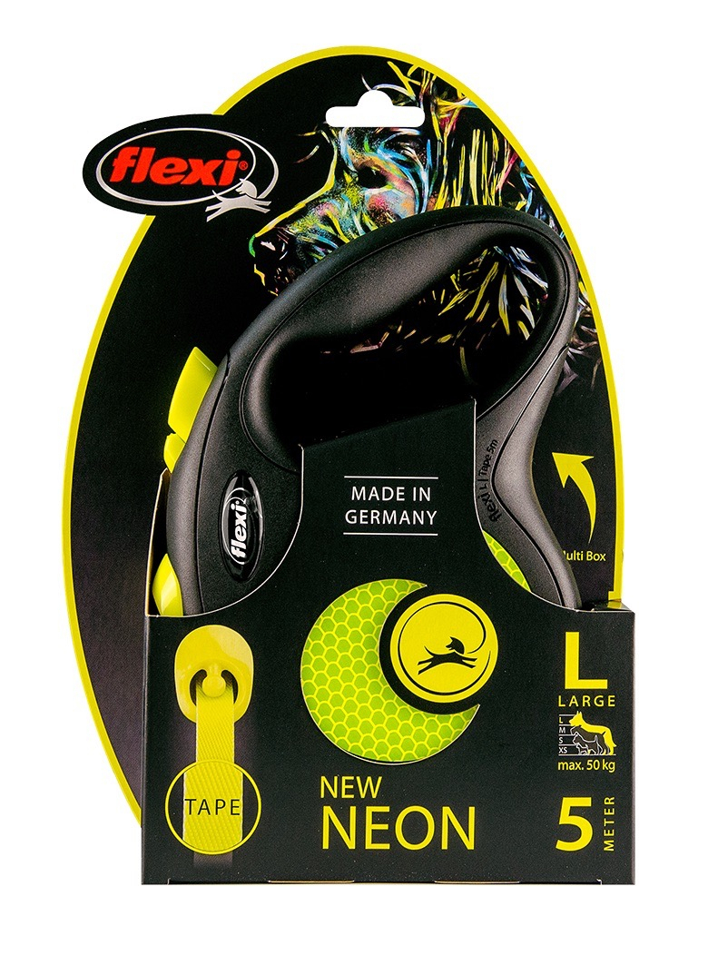 Амуніція - FLEXI New Neon L Повідець-рулетка для собак, стрічка (5 м; до 50 кг)